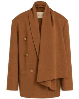Alberta Ferretti Scarf-Detail Double-Breasted Blazer - Brown