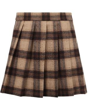 GIUSEPPE DI MORABITO Pleated Check Mini Skirt - Brown