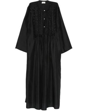 P.A.R.O.S.H. Sadio Bead-Embellished Midi Dress - Black