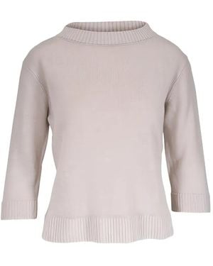 Kinross Cashmere Three-Quarter Sleeve Jumper - Grey