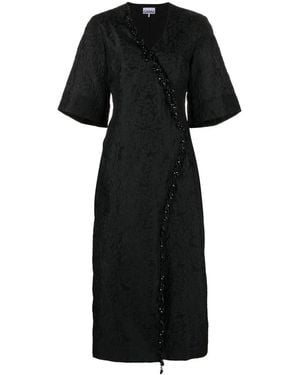 knee length dresses for ladies Shiny Check Jacquard Midi Dress
