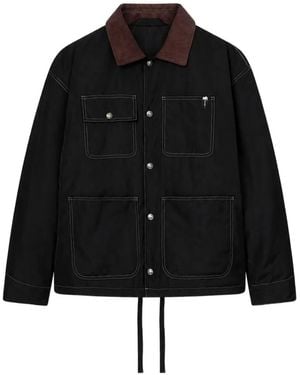 Palm Angels Logo-Print Contrast-Collar Field Jacket - Black