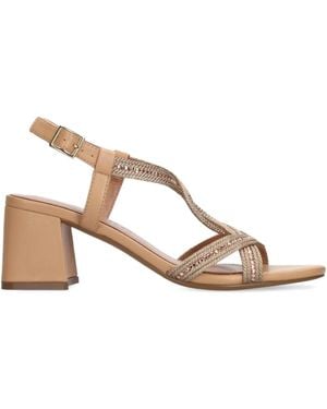 Bibi Lou Embellished Block-Heel Sandals - Natural