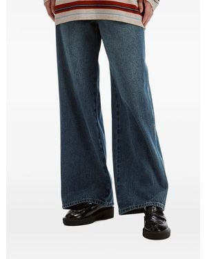 B+ AB Patch-Pocket Wide-Leg Jeans - Blue
