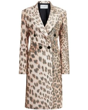 Nina Ricci Leopard-Print Double-Breasted Coat - White