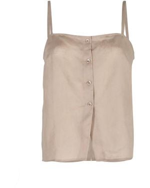 FRAME Button-Up Linen Top - Natural