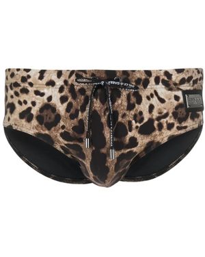 Dolce & Gabbana Leopard-Print Swim Briefs - Brown