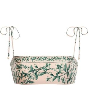 Agua Bendita Primavera Ceiba Floral-Print Tie-Strap Bikini Top - White