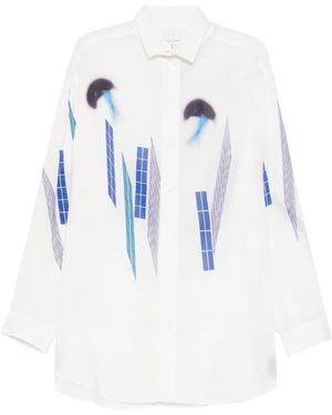 Yohji Yamamoto Motif-Print Shirt - Blue