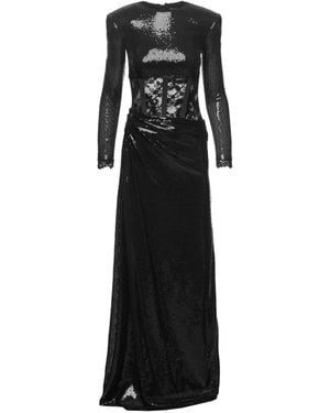Nissa Robe Longue En Dentelle À Sequins - Black
