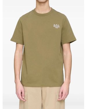 A.P.C. T-Shirt mit Logo-Stickerei - Grün