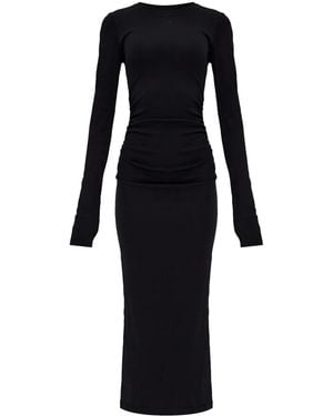 Ganni Midikleid Mit Langen Ärmeln - Schwarz