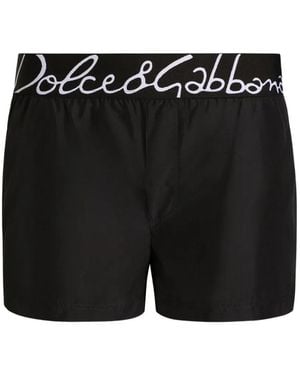 Dolce & Gabbana Logo-Detail Swim Shorts - Black