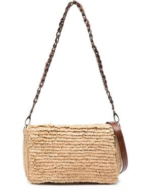 IBELIV Hafa Schultertasche Aus Bast - Mettallic