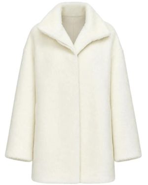 JOSEPH Melda Funnel-Neck Coat - White