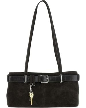 OSOI Small Brocle Suede Belt Shoulder Bag - ブラック