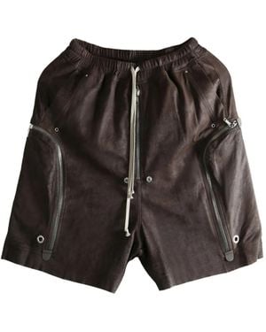 Rick Owens Bauhaus Bela Kordelzug-Shorts mit Reißverschlusstasche - Grau
