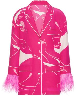 Valentino Garavani Panther Crepe-De-Chine Blouse - Pink