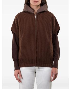 Moorer Amida Hooded-Zip Cape - Brown