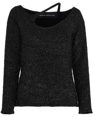 Gloria Coelho Cut-Out Glitter-Finish Top - Black