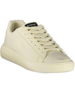 Avirex Logo-Embossed Lace-Up Trainers - Natural