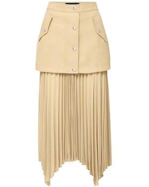 Veronica Beard Patricka Pleated Midi Skirt - Natural