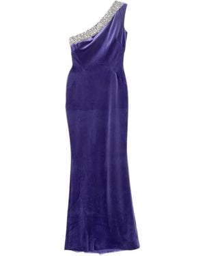 Saiid Kobeisy Crystal Embellished One-Shoulder Dress - Purple