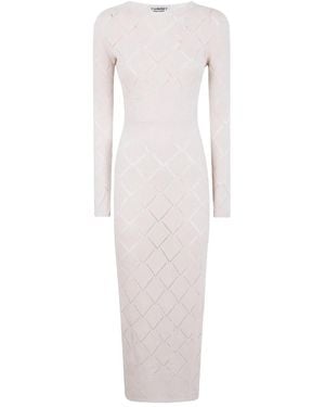 Twinset Diamond-Pattern Knit Dress - White
