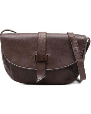 SOMMET Leather Buckle-Strap Shoulder Bag - Brown