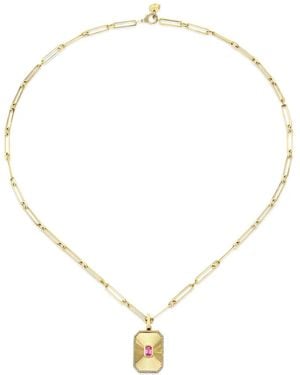 SHAY Collar Deco Pendant En Oro Amarillo De 18 Ct Con Zafiro Rosa - Neutro