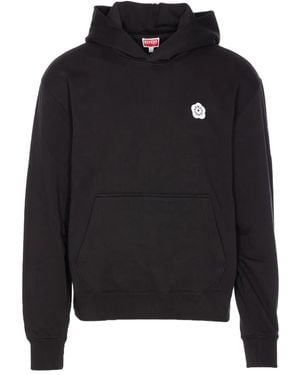 KENZO Logo-Print Kangaroo-Pocket Hoodie - Black