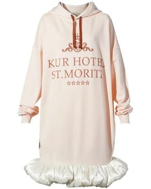 LAURA ANDRASCHKO Mini St. Moritz Ruffle-Trim Hoodie Dress - White