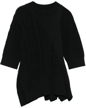 Sacai ケーブルニット フレアトップ - ブラック