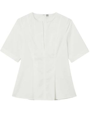 TOTEME Split-Neck Pleated Blouse - White