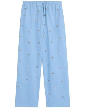A PAPER KID Embellished Popeline Pants - Blue