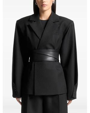 Manière De Voir Marie Twist-Sleeve Belted Blazer - Black
