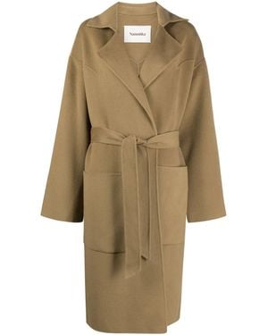 Nanushka Belted Wool-Blend Coat - Natural