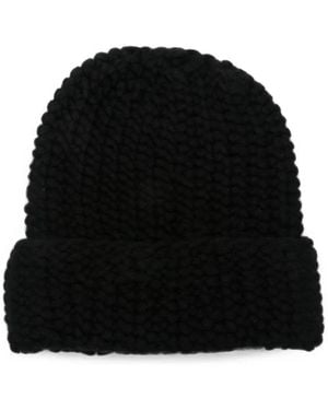 Liska Arala Chunky-Knit Cashmere Beanie Hat - Black