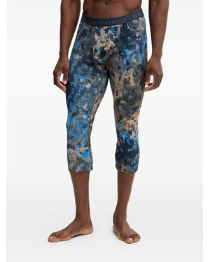 Peak Performance Cropped-Leggings Im Layering-Look - Blau