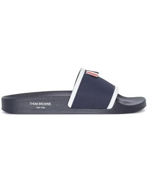 Thom Browne Grosgrain-Trim Terrycloth Slides - Blue