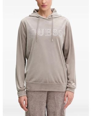 Guess Logo-Embellished Hoodie - Grey