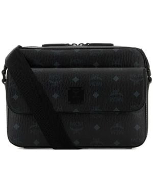 MCM Aren monogram-printed canvas messenger bag - Negro
