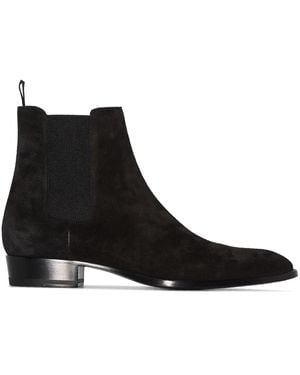 Saint Laurent Suede Leather Wyatt Chelsea Boots For - Black