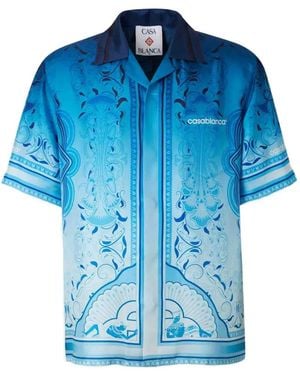 CASABLANCA Egyptian Rug Silk Shirt - Blue