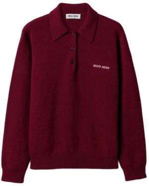 Miu Miu Cashmere Polo Jumper - Red