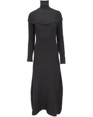 Isaia Ribbed High-Neck Maxi Dress - Black
