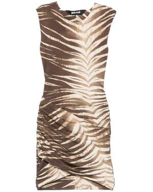 Just Cavalli Zebra-Print Ruched Mini Dress - White