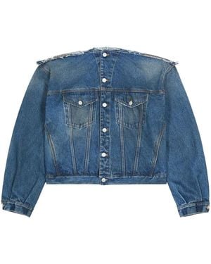 MM6 by Maison Margiela Collarless Denim Jacket - Blue