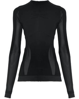 The Attico Sheer-Panelled Long-Sleeve Top - Black