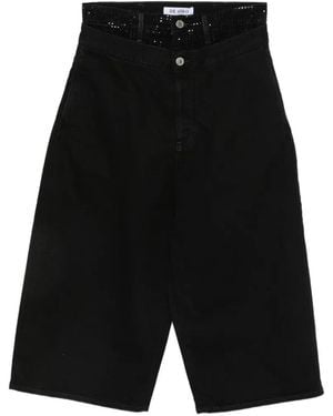 The Attico Wide-Leg Cropped Jeans - Black